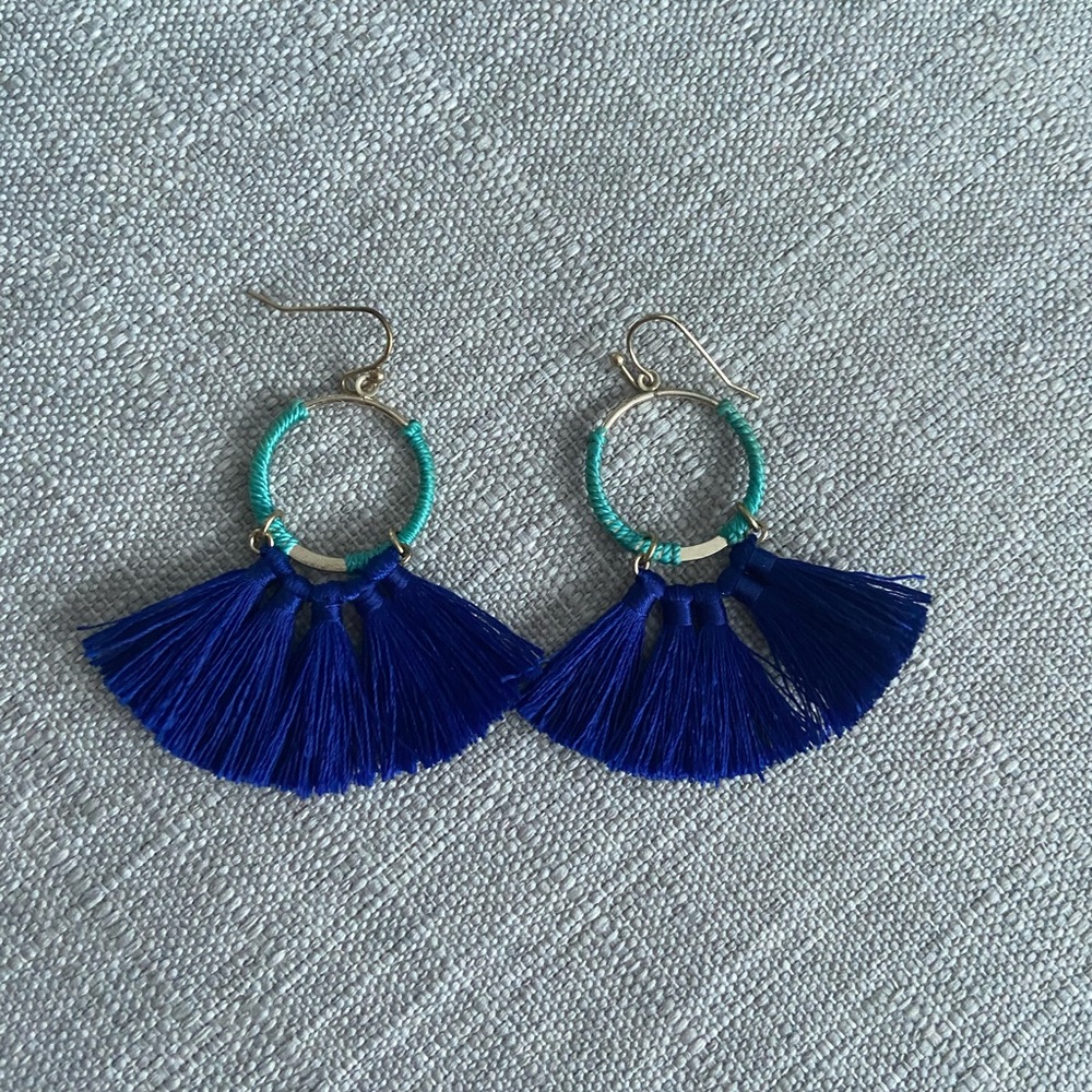 Blue statement earrings